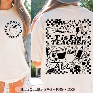 Retro Teacher svg, Teacher life svg, Teacher shirt svg, Gift for teacher svg, Funny teacher png, Front pocket and Back svg