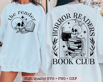Horror Readers Book Club svg, Book Lover svg, Book Club Shirt svg, Floral Skeleton svg, Horror Reader svg