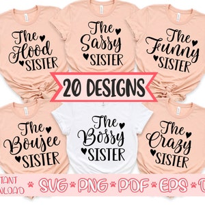 La sœur impersy svg, la sœur folle svg, les chemises des meilleurs amis svg, le paquet de fête d’anniversaire svg, la fête de poule svg, le fichier coupé Bachelorette