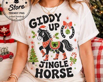 Giddy Up Jingle Horse PNG, Western Christmas Cowboy Horse PNG
