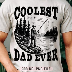 O pai mais legal de todos os tempos PNG engraçado Dia dos Pais Sublimação Retro Camiseta Pai Vida Presente para Ele Estética Vintage Download Digital