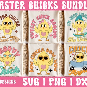 Pacchetto SVG pulcini di Pasqua, pulcino di Pasqua Groovy in formato SVG, camicia di Pasqua alla moda in formato SVG, bambini bambino in formato SVG, sono solo qui per i pulcini in formato SVG