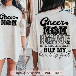 Cheer Mom My Wallet is Empty svg, Cheer mom svg, Cheer vibes svg, bolsillo delantero y archivos svg traseros para cricut