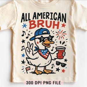 Pato americano PNG, Pato divertido del 4 de julio para niños pequeños PNG, Gafas de sol con forma de copa roja, Bandana, Estrellas, Fuegos artificiales, Fiesta patriótica de verano en EE. UU. PNG