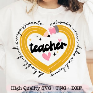 Lápis de Professor svg, Lápis de Professor Coração svg, Camisa de Professor Moderna svg, Volta às Aulas svg, Vida de Professor svg