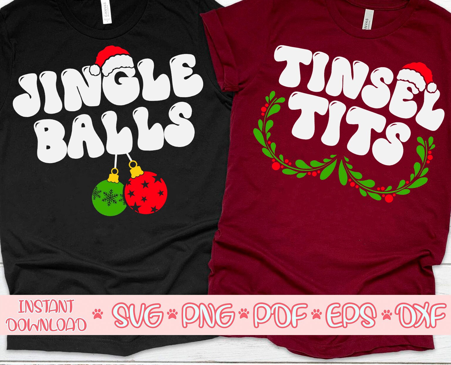 Jngle Balls SVG, Tnsel Tts SVG, Funny Chrstmas SVG, Chet Nut Svg