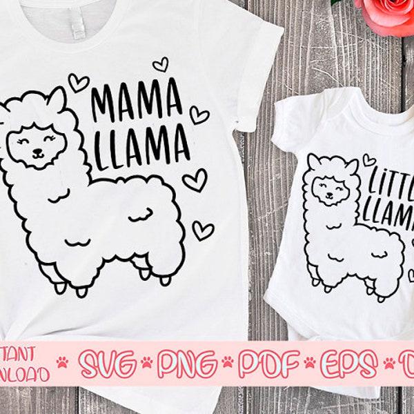 Mama llama svg,Little llama svg,Mama llama and Little llama svg,Mommy and me svg,Mom and me svg,Mama and me svg,Matching shirts svg