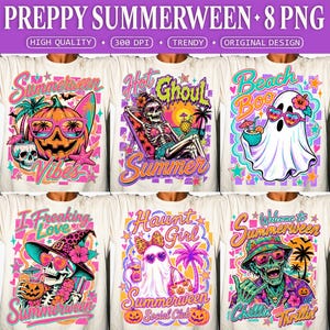 Preppy Summerween PNG, Spooky Summer Vibes Hot Ghoul Summer Beach Boo Haunt Girl Halloween PNG image 1