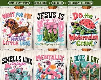 Colorful Humor PNG, Funny Animal Sayings Preppy Summer Vibes Thrift Lover Faith Based Retro Doodles Trendy Meme Sublimation