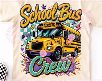 Tripulación del autobús escolar PNG, autobús retro de regreso a clases, linda maestra y estudiante, viaje del primer día de clases