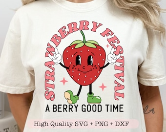 Erdbeer-Festival-Svg, Erdbeer-Retro-Charaktere-Svg, Groovy-Erdbeere-Svg, Erdbeersaison-Svg