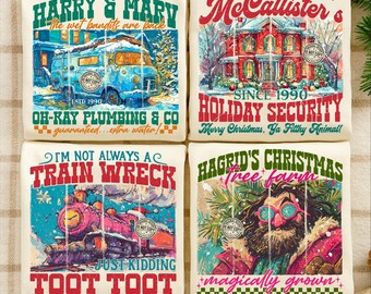Trendy Christmas PNG Bundle, Retro Holiday Humor Train Wreck PNG, Magic Tree Farm Festive Nostalgic Xmas PNG