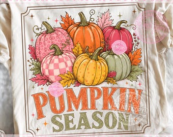 PNG de temporada de calabazas, PNG rosa femenino de otoño, sublimación de calabazas retro de otoño Coquette