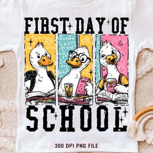 Primeiro dia de aula PNG, Engraçado Goose Volta às aulas png, Sublimação de professor de humor retrô, Camisa de menino e menina do primeiro dia de aula Goose png