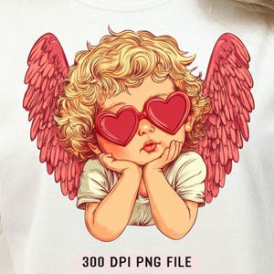 Coquette Cupid PNG, Retro Amor Coquette PNG, Baby Amor In Sonnenbrillen PNG, Coquette Valentines Shirt PNG, Sublimationsdesign