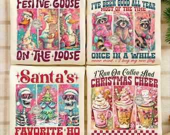 Snarky Christmas PNG Bundle, Festive Goose Holiday Preppy Raccoon Santa Humor Winter Sarcasm Trendy Xmas Cheer Retro Funny Sublimation PNG