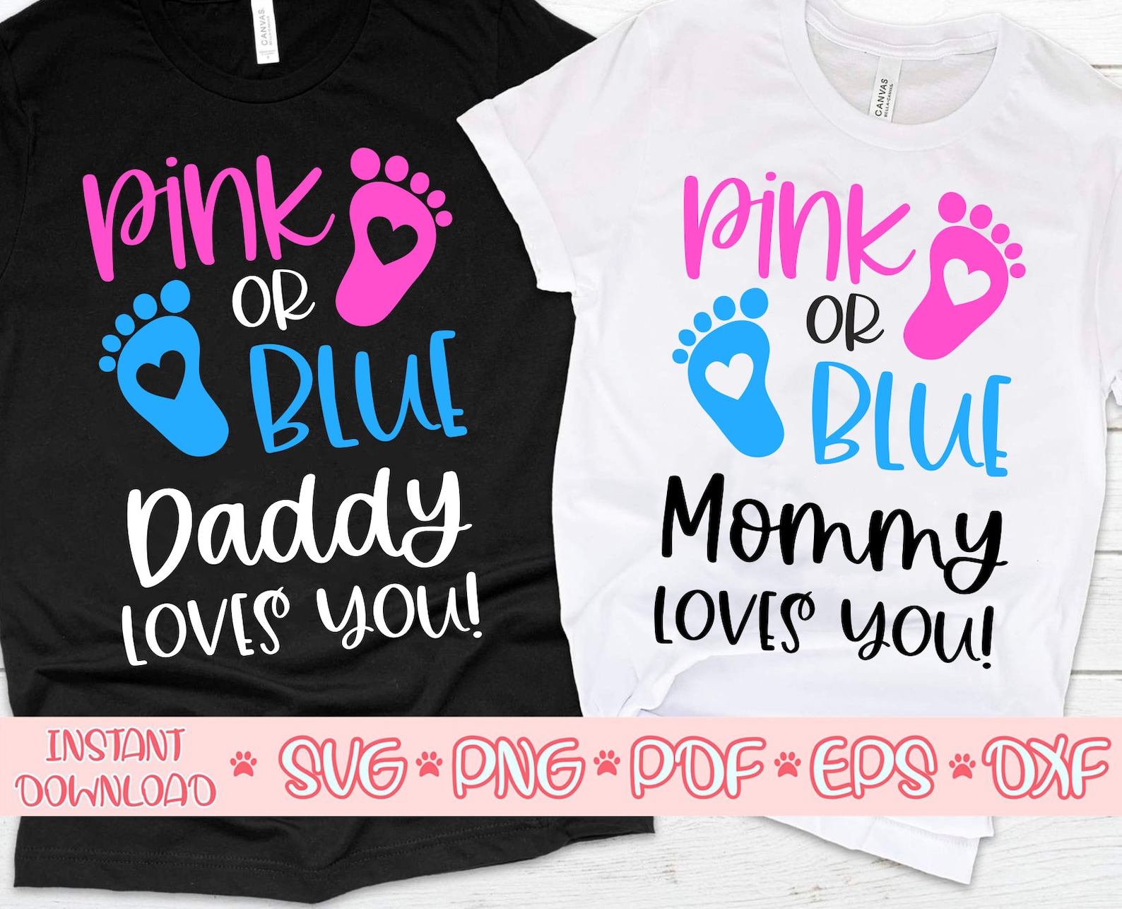 Pink or blue mommy loves you svgDaddy loves you svgPink or Etsy