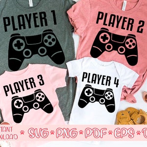 Spieler ein Svg, Spieler zwei Svg, Spieler 1 Svg, Spieler 2 Svg, Spieler 3 Svg, Spieler 4 Svg, Videospiel Svg, Papa und mich Svg, Gamer und Geek Svg