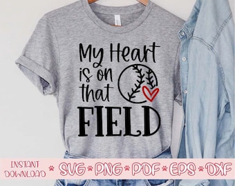 My heart is on that field svg,Baseball Mom svg,Baseball mama svg,Baseball shirt svg,Baseball ball svg,Baseball cut file,Baseball svg cricut