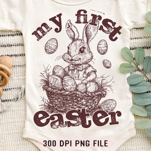 Mi primer PNG de Pascua, mono de bebé de Pascua png, camiseta de Pascua para niños png, conejito de Pascua retro png, feliz Pascua png, sublimación de Pascua para niños