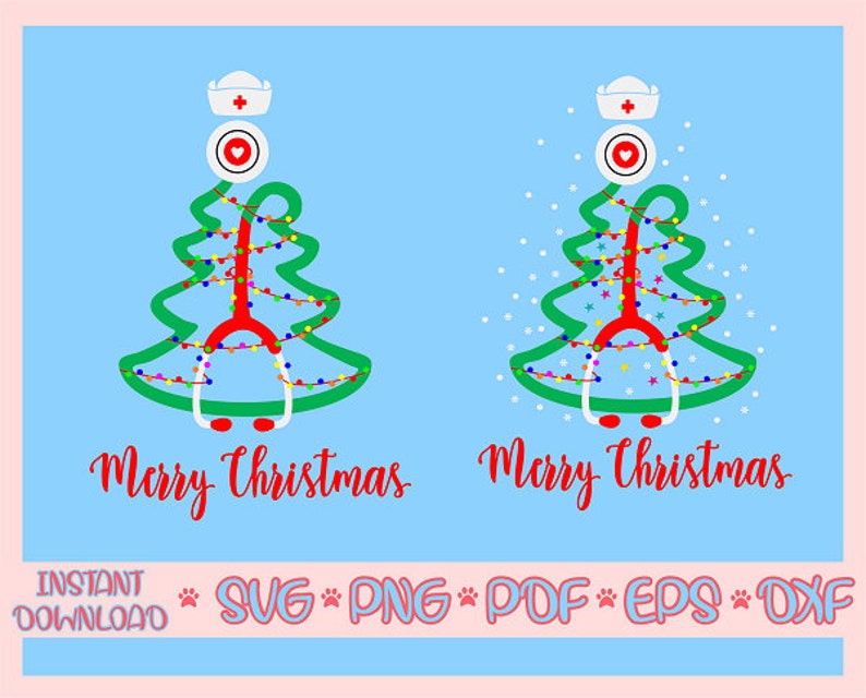 Stethoscope Christmas Tree Svgmerry Christmas Svgnurse Etsy