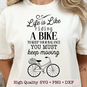 Life is Like Riding a Bike svg, Fahrrad mit Blumen svg, Positive Zitat svg, Motivations svg, Wohnkultur svg