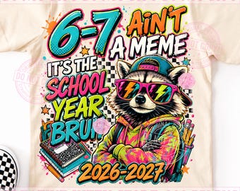 67 No es un meme, es el año escolar, hermano PNG, divertido mapache de regreso a clases, primer día de un niño