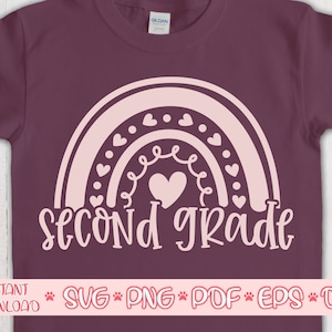 Second Grade Rainbow svg,2nd grade shirt svg,Back to School cut file,First day of school svg for cricut,Second grade quote svg