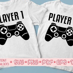 Spieler ein Svg, Spieler zwei Svg, Spieler 1 Svg, Spieler 2 Svg, Video-Spiel Svg, Gamepad Svg, Gamer Svg, Papa und mich Svg, Gamer und Geek Svg