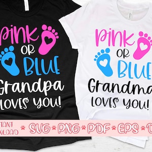 Rosa oder blau Oma liebt Sie Svg, rosa oder blau wir lieben Sie Svg, junge oder Mädchen Svg, Opa liebt Sie Svg, rosa oder blau Geschlecht offenbaren Svg