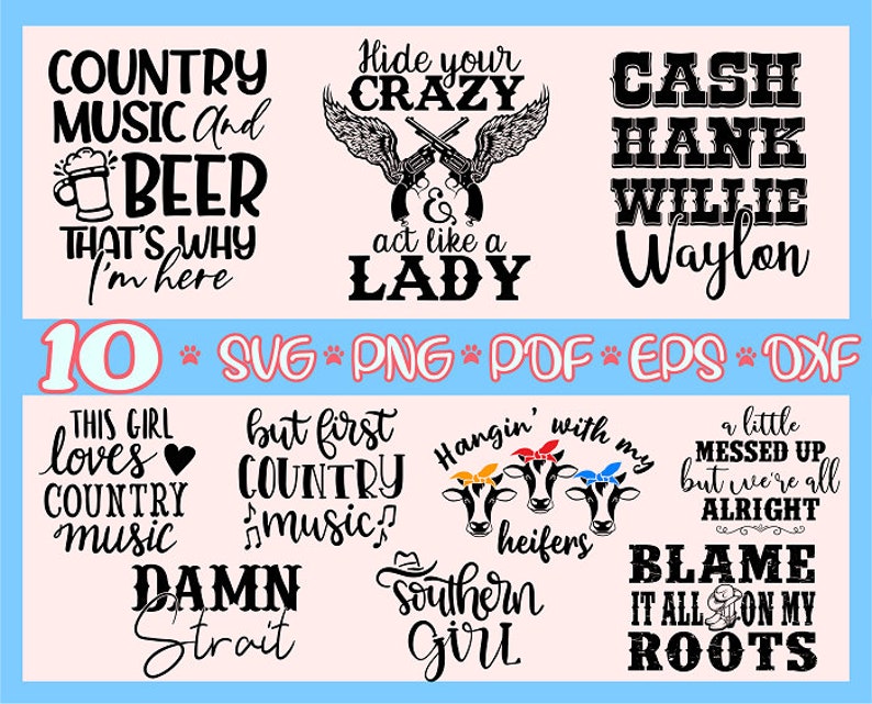 Download Southern Girl Bundle Svg Cowboy Boots Svg Country Girl Svg Country Shirt Svg Country Roads Svg Crazy Lady Svg Cash Hank Willie Waylon Svg Clip Art Art Collectibles