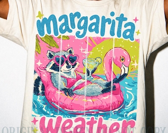 Margarita Weather Raccoon PNG, Flamingo Pool Float Summer Vacation Design (Digital Download)