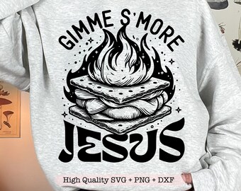Gimme S'more Jesus SVG PNG, Trendy Christian Camping svg, Funny Christian svg, Funny Halloween Fall svg, Religious Shirt svg