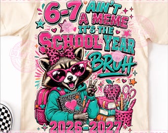 No es un meme, es el año escolar, hermano PNG, mapache niña divertida de regreso a la escuela, primer día