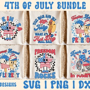 4th of July SVG Bundle, Retro Fourth Of July svg, Retro Ice Cream Character svg, You Look Like The 4th Of July svg, Sweet Land Of Liberty