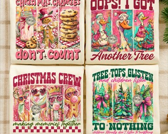 Festive Christmas PNG Bundle, Funny Cookies Goose Tree Tops Glisten Crew Humor Preppy  Holiday Snarky Winter Retro Cute Merry Xmas PNG