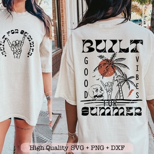 Gebouwd voor zomer svg, retro zomer png, zomer vibes svg, trendy shirt svg, voor- en achterkant svg, trendy zomer svg