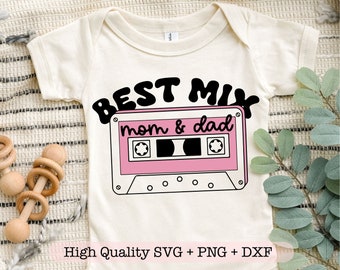 Best Mix Mom and Dad svg, Trendy Baby Onesies svg, Groovy Bodysuit svg, Retro Newborn Designs svg