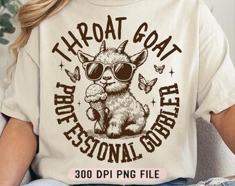 Throat Goat Professional Gobbler PNG, Retro Funny Goat Meme png, Trendy Goat Ice Cream Shirt png, Sarcastic Adult Humor png, Sublimation