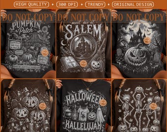 Halloween Artwork PNG, Vintage Spooky Pumpkin Skeleton Salem Haunted House