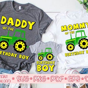 Mãe do aniversariante svg, Papai aniversário svg, Trator aniversário svg, Camisa trator svg, Aniversariante svg, Aniversário da fazenda svg, Festa de aniversário da fazenda
