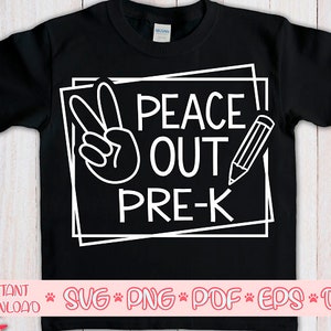 Peace Out Pre-k svg、Pre-k svg、学校の初日 svg、新学期 svg シャツ、Hello preschool svg、幼稚園のクリップアート