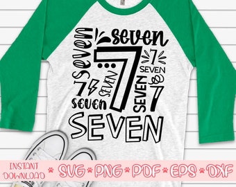 Seven years old boy svg,7th birthday svg,Birthday boy svg,Birthday girl svg,Seventh birthday svg,Collage Birthday Seven svg