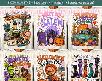 Preppy Spooky Season PNG, Retro Halloween PNG, Witchy Pumpkin Fall Sublimation