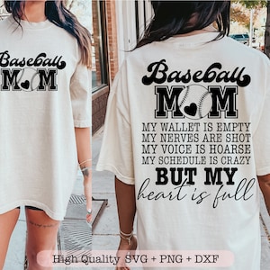 Baseball Mom My Wallet is Empty svg, Baseball mom svg, Baseball vibes svg, bolsillo delantero y archivos svg traseros para cricut
