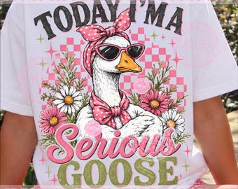 Hoy soy un ganso serio PNG, ganso sarcástico y divertido, coqueta rosa por sublimación