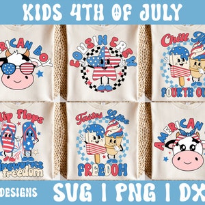 Lot SVG pour enfants du 4 juillet, Cousin Crew svg, tongs feu d'artifice et svg liberté, goût de la liberté svg, svg Chill The Fourth Out