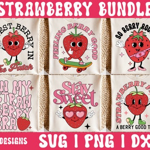 Bundle SVG fraise, svg fraise rétro, Feeling Berry Good svg, svg In My Strawberry Era, fichier en téléchargement numérique tendance