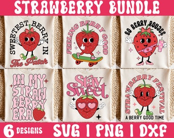 Erdbeere SVG Bundle, Retro Erdbeere svg, Gefühl Beere gut svg, In My Strawberry Era svg, trendige digitale Download-Datei