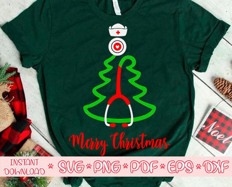 Stethoscope Christmas Tree Svgnurse Christmas Svgmedical Etsy